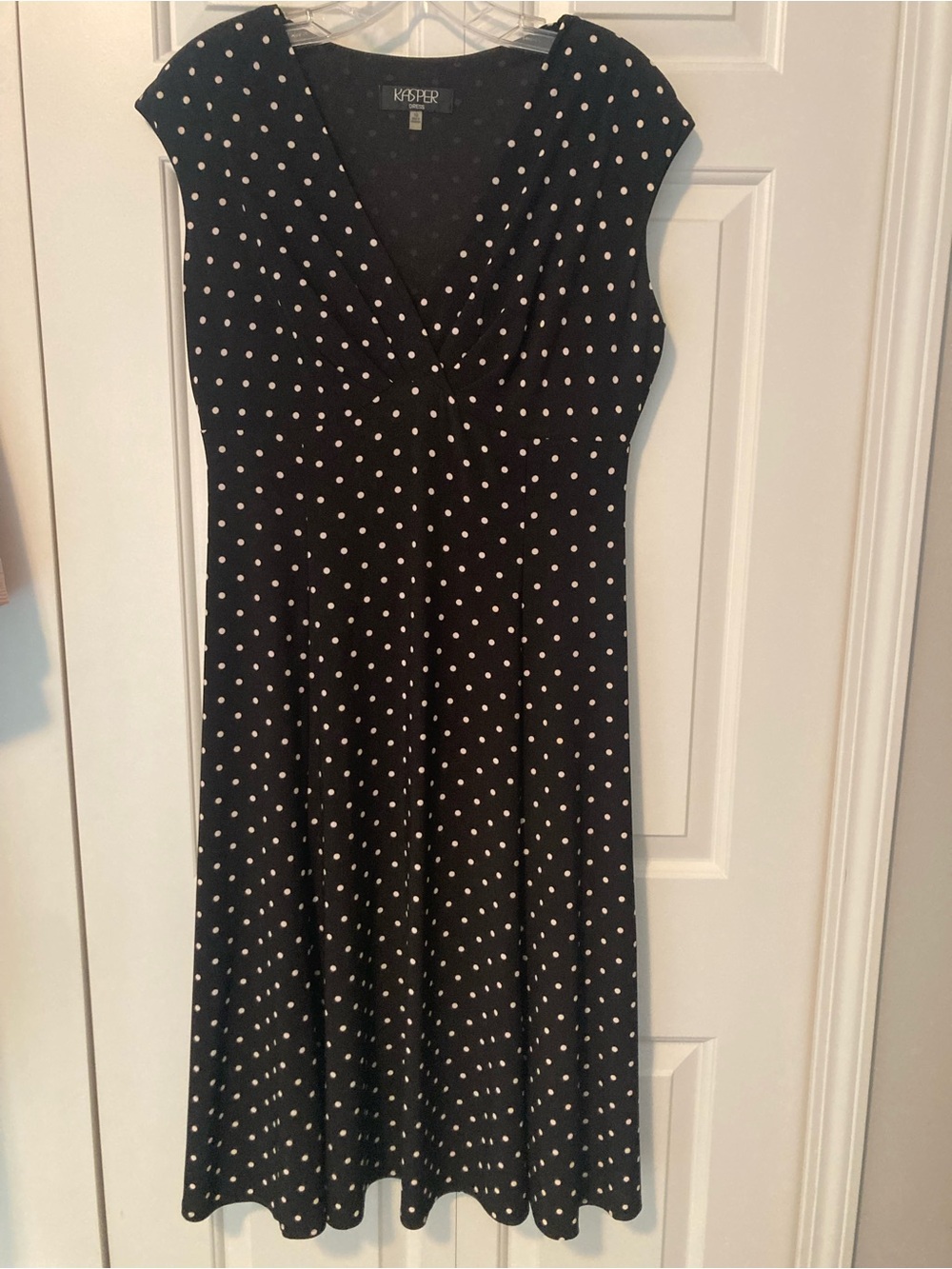 Kasper Black Dress with White Polka Dots
